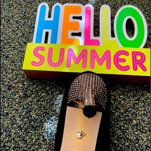 Nina black suede leather and diamond heels